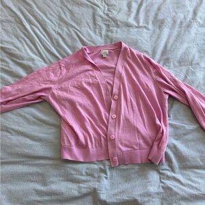 Women’s Pink Button-Front V-Neck Cardigan Sweater